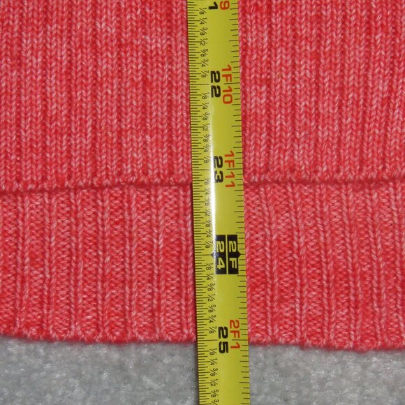 Candace Cameron Bure Sz XXXS Coral Orange Step Hem Long Sleeve Turtleneck Cowl - Picture 7 of 14